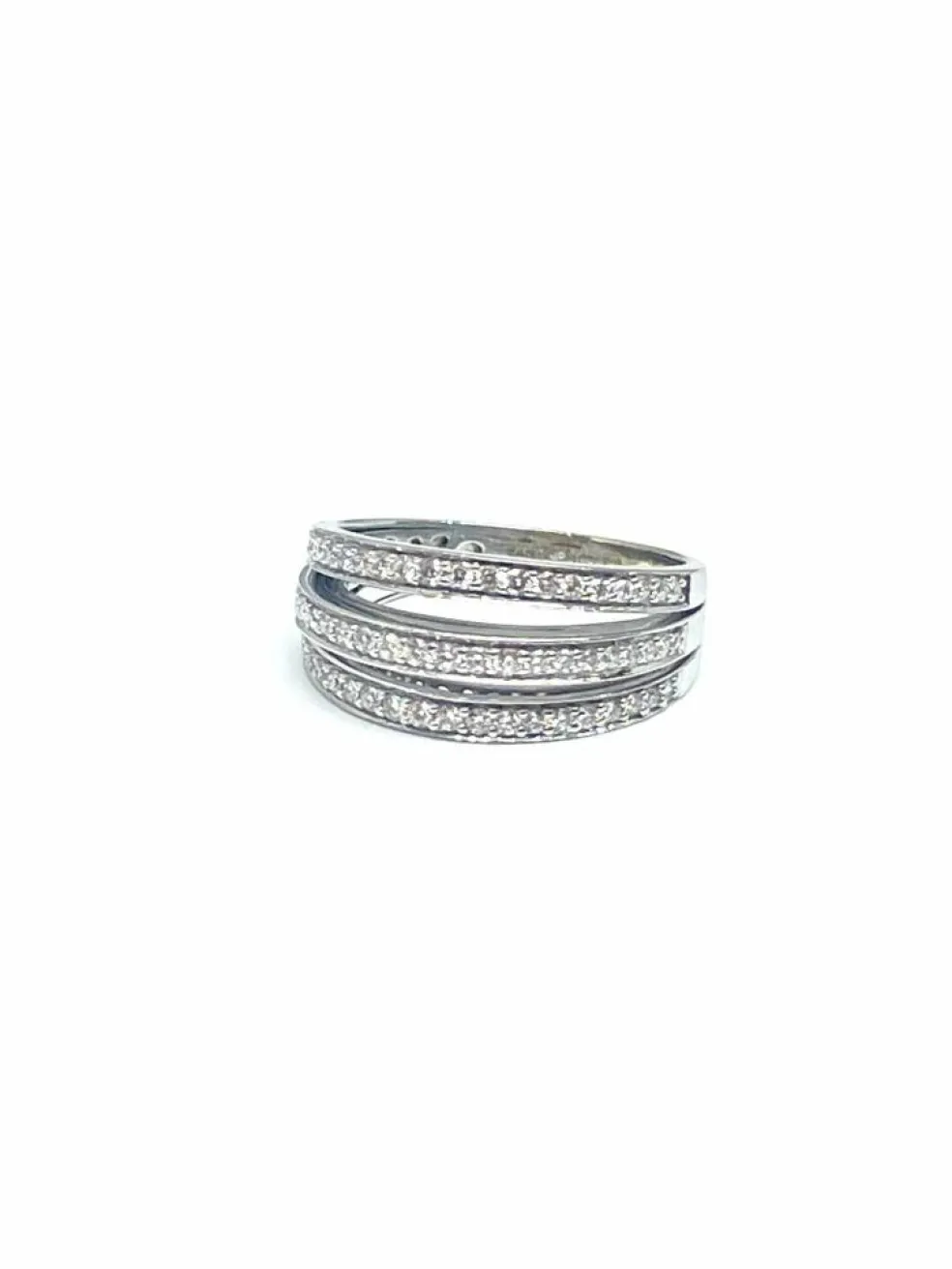 Bague or blanc 2 lignes de diamants