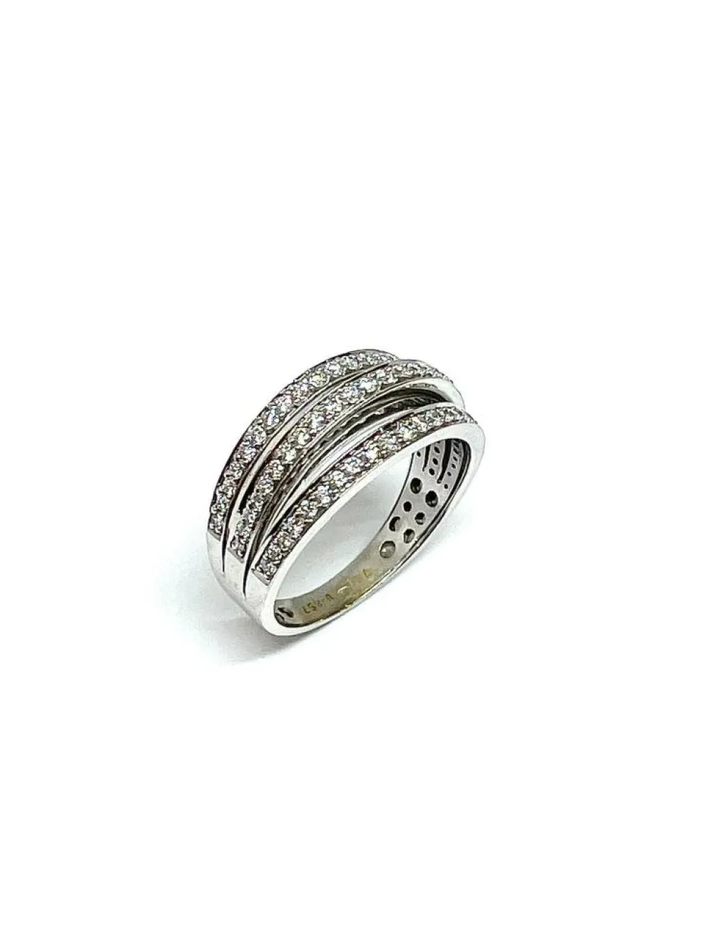Bague or blanc 2 lignes de diamants