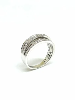 Bague or blanc 2 lignes de diamants