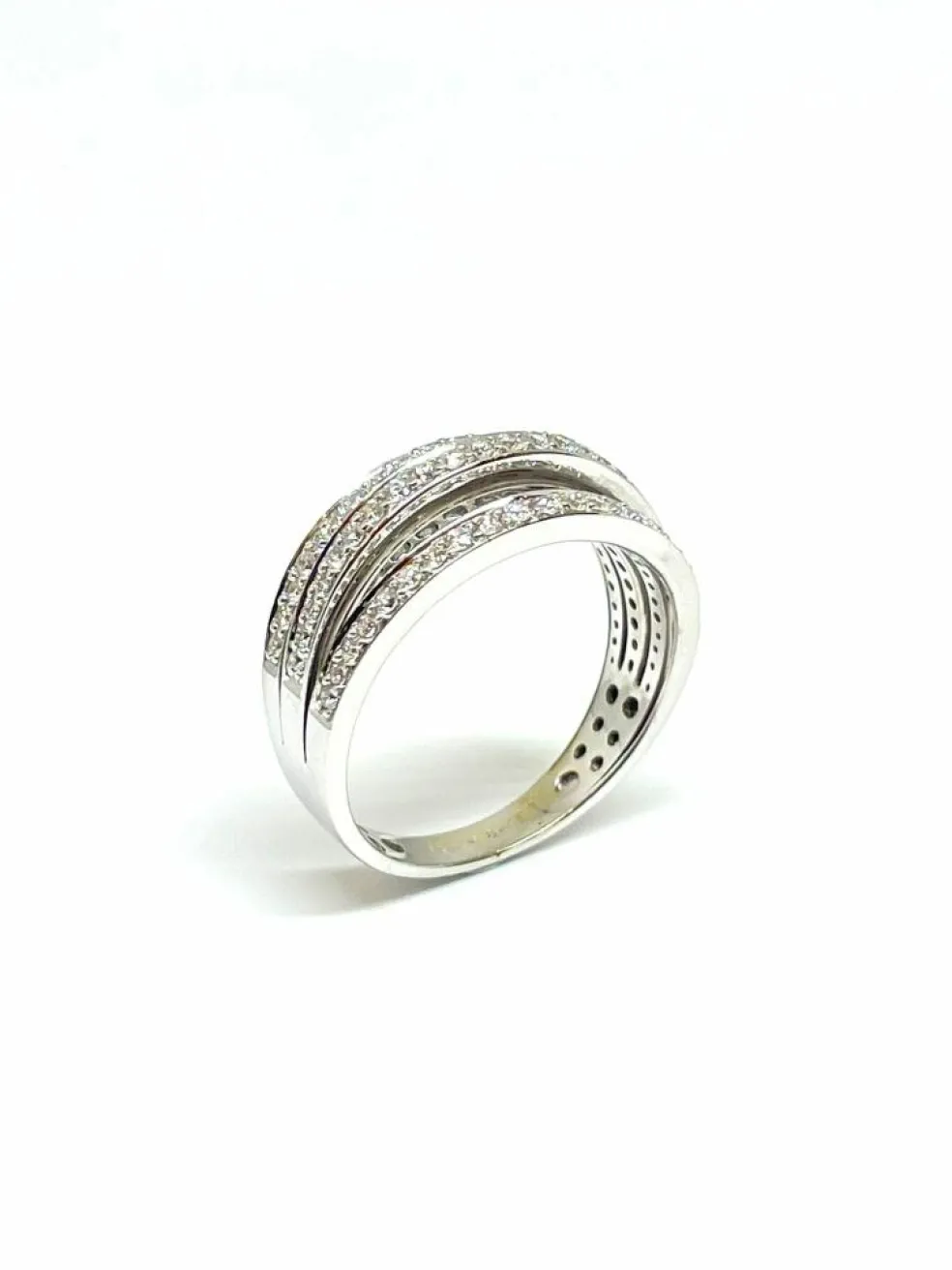 Bague or blanc 2 lignes de diamants