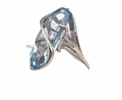 Bague or blanc 750 mil et aigue marine