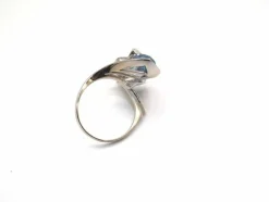Bague or blanc 750 mil et aigue marine