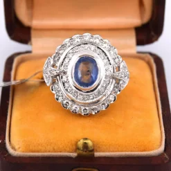 BAGUE OR BLANC - SAPHIR et DIAMANTS - ART DÉCO'