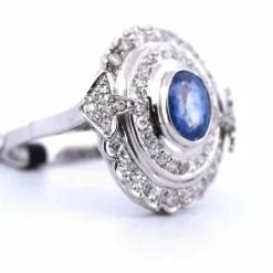 BAGUE OR BLANC - SAPHIR et DIAMANTS - ART DÉCO'