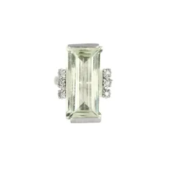 Bague or blanc, aigue marine et diamants