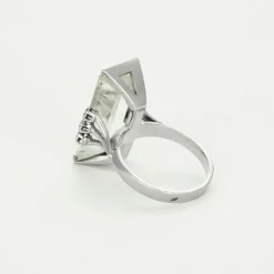 Bague or blanc, aigue marine et diamants