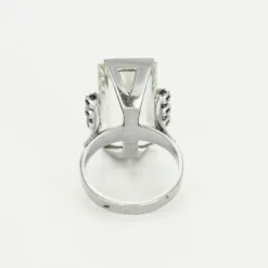 Bague or blanc, aigue marine et diamants