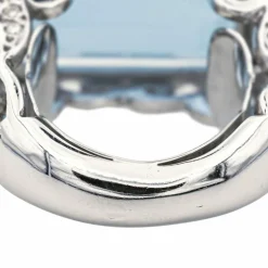 Bague Or blanc Aigue marine, Diamant