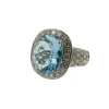 Bague or blanc aigue-marine diamants