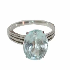 Bague Or Blanc Aigue-marine