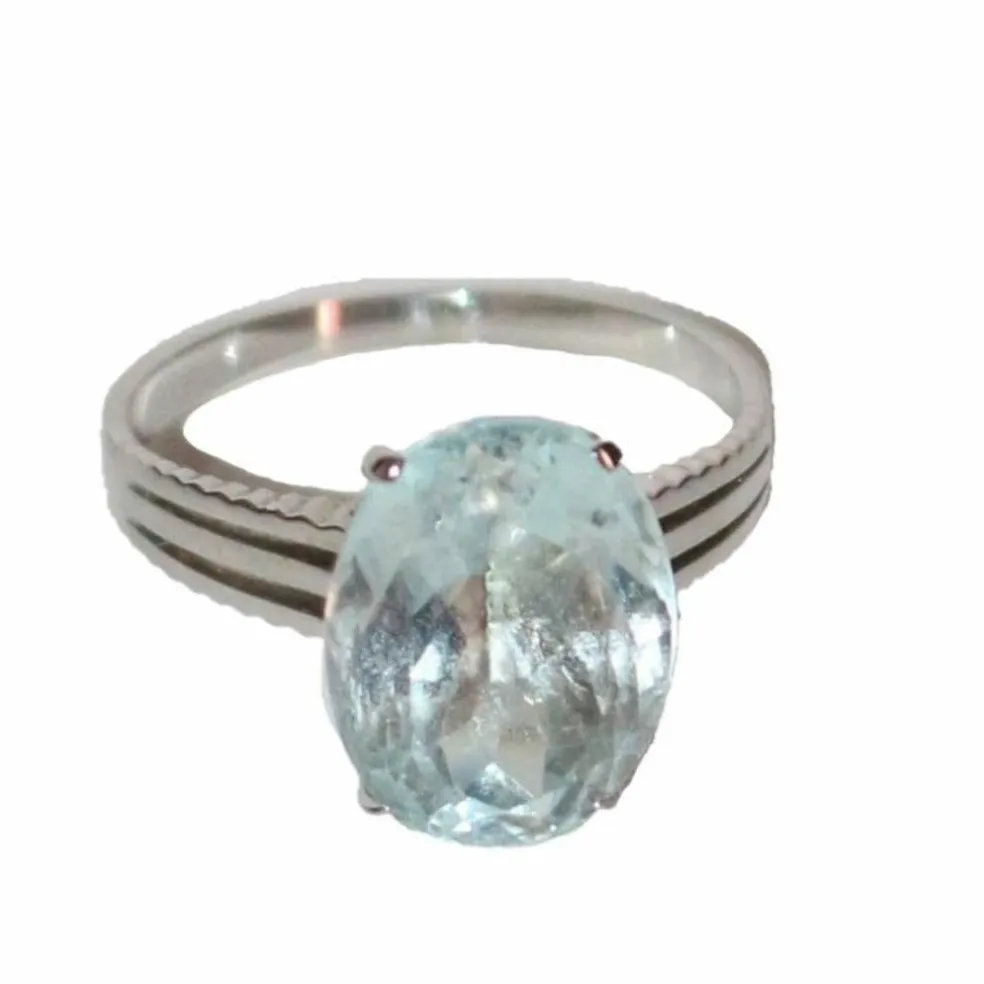 Bague Or Blanc Aigue-marine