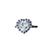 Bague or blanc aigue-marine entourage saphirs
