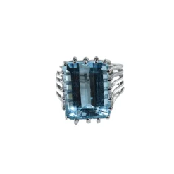 Bague Or blanc Aigue-marine