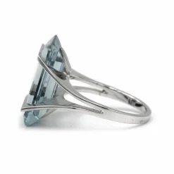 Bague or blanc, aigue-marine