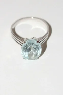 Bague Or Blanc Aigue-marine