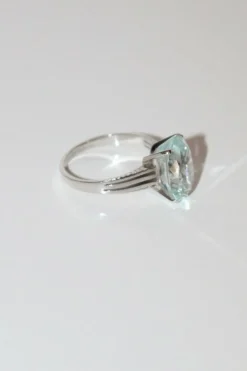 Bague Or Blanc Aigue-marine