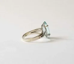 Bague or blanc aigue-marine 2.15 carats