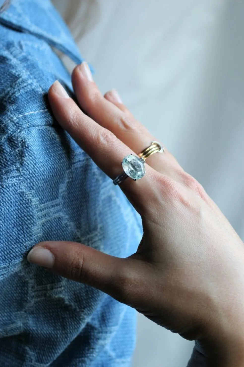 Bague Or Blanc Aigue-marine