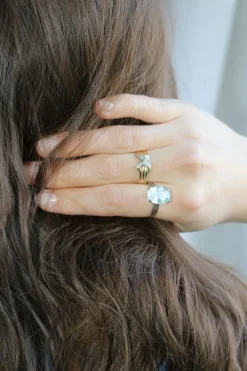 Bague Or Blanc Aigue-marine
