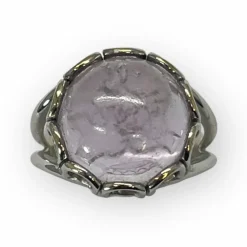 Bague or blanc améthyste cabochon