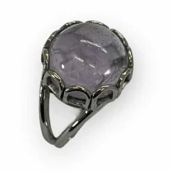 Bague or blanc améthyste cabochon