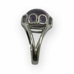 Bague or blanc améthyste cabochon