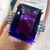 Bague or blanc améthyste diamants