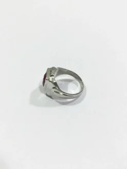 Bague Or Blanc Art Déco pierre rose