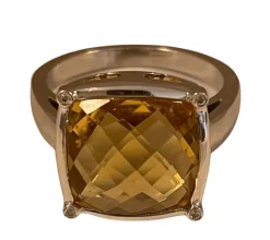 Bague or blanc citrine diamant