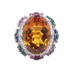 Bague or blanc, citrine, diamants