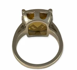 Bague or blanc citrine diamant