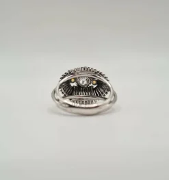Bague or blanc, citrines et diamant taille ancienne
