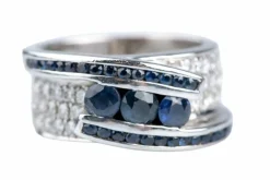 Bague Or blanc 1.65ct Saphir Diamant