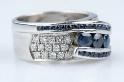 Bague Or blanc 1.65ct Saphir Diamant