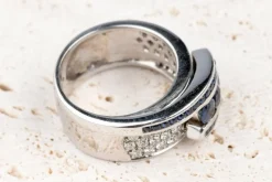 Bague Or blanc 1.65ct Saphir Diamant