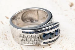 Bague Or blanc 1.65ct Saphir Diamant