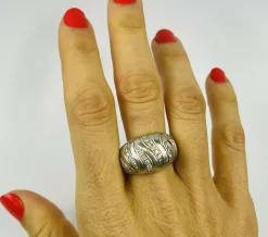Bague Or Blanc Décor Diamants