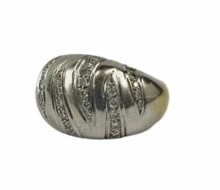 Bague Or Blanc Décor Diamants