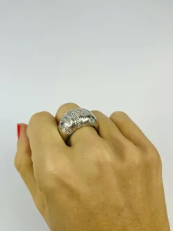Bague Or Blanc Décor Diamants
