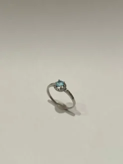 Bague or blanc diamant aigue-marine