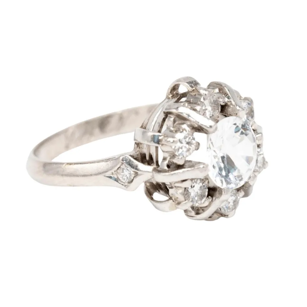Bague or blanc diamant et béryl