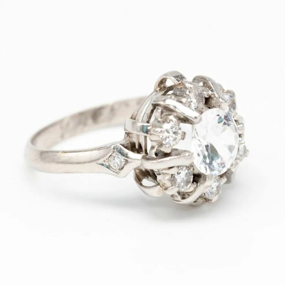 Bague or blanc diamant et béryl