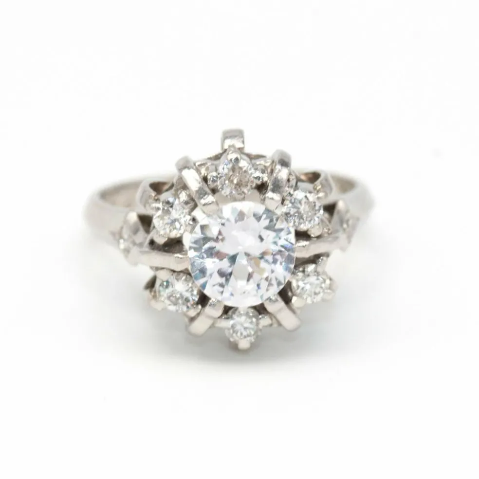 Bague or blanc diamant et béryl