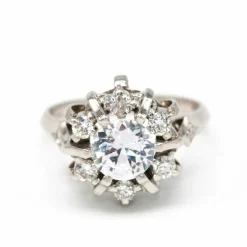 Bague or blanc diamant et béryl