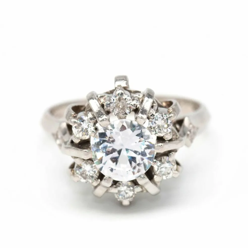 Bague or blanc diamant et béryl
