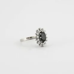 Bague or blanc diamant saphir