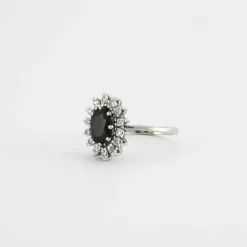 Bague or blanc diamant saphir
