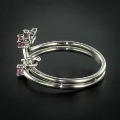 Bague or blanc diamant saphir rose