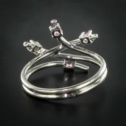 Bague or blanc diamant saphir rose