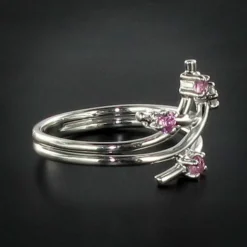 Bague or blanc diamant saphir rose